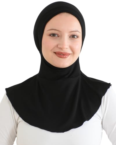 Prien Praktisch Hijab Für Damen, Sport Muslim Kopftuch, Flexible Schal, Chic Muslimische Kleid für Gym, Kopftücher Viskose Tuch (Schwarz)