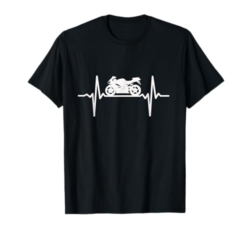 Motorrad Herzschlag Biker EKG Linie Frequenz Motorradfahrer T-Shirt