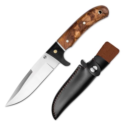 BÖKER MAGNUM® Elk Hunter scharfes Fahrtenmesser - feststehendes Messer mit Parierelement - robustes Jagdmesser mit Leder-Scheide