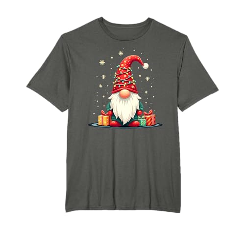 Festlicher Weihnachtswichtel mit Lichtern und Schneeflocken T-Shirt