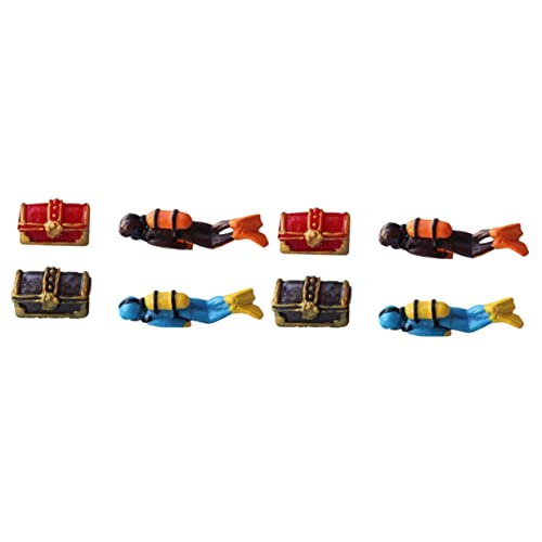 Mobestech 2 Sätze Tauchermodellschatzkiste Bronze Dekorationen Für Aquarien Fisch Uv Aquarium Taucher Figur Min Taucher Aqarium Modell Figuren Taucher Harz Rot 4 Stück * 2