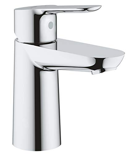 GROHE BauEdge, Waschtischarmatur, wassersparend (Wasserhahn für das Bad, 15cm hoch, mit Keramikkartusche, einfache Installation am Waschbecken), chrom, 23330000