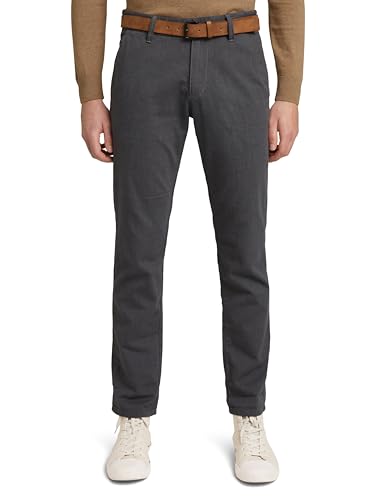TOM TAILOR Denim Herren Straight Fit Chino Hose mit Gürtel