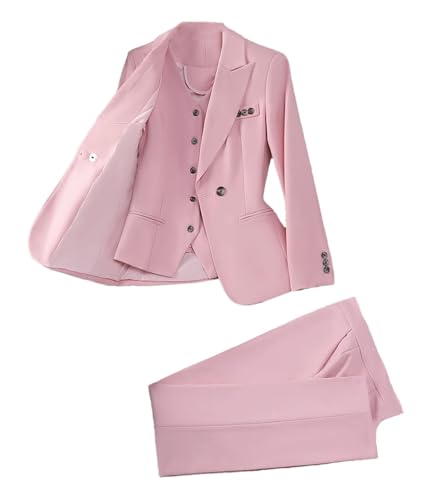 Damen-Weste, Blazer, Jacke und Hose, Anzug für Büro, Business, Arbeit, Karriere, formell, 3-teiliges Set, Pnnrk 3-teiliges Set, XL