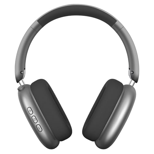 Wentronic Y01 Noise-Cancelling-Kopfhörer, Kabellose Over-Ear-Kopfhörer, Bluetooth 5.3, Hi-Res Sound, 48h Wiedergabe, faltbar, mit Mikrofon für iOS/Android/PC – Grau