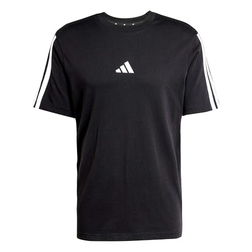Adidas Men's Essentials Three Stripes Single Jersey Tee, Black/White, L