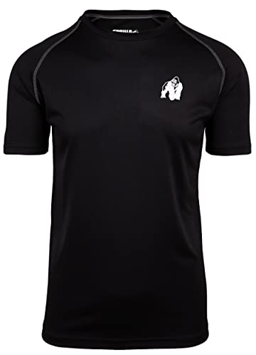 Gorilla Wear - Performance T-Shirt - Schwarz - Bodybuilding Sport Alltag Freizeit mit Logo Aufdruck leicht und bequem für optimale Bewegung aus Polyester, 4XL