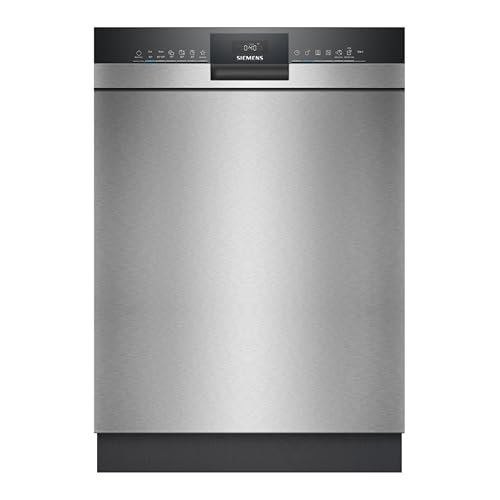 Siemens SN43ES28AE iQ300, Unterbau-Geschirrspüler, 60 cm, Made in Germany, bis zu 3-mal schneller spülen, automatische Türöffnung nach Spülende, smartStart, flex Körbe, Gebürsteter Stahl