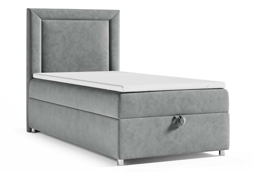 Best For Home Trinity K3 Einzelbett | Boxspringbett 90x200 Mit Bonell Federkernmatratze | Matratzentopper | Bett Mit Matratze Und Stauraum | Lieferung an Die Bordsteinkante