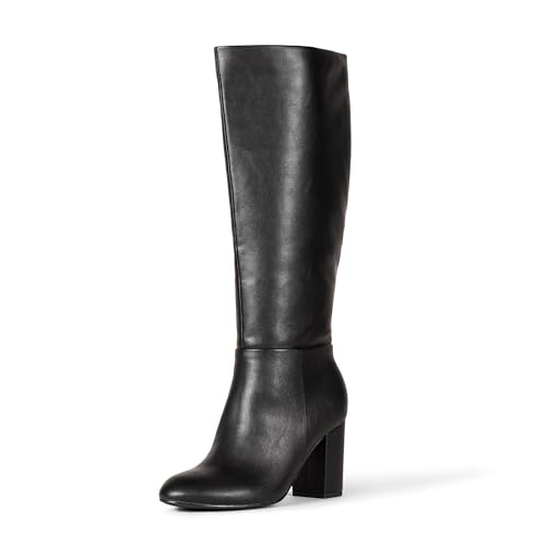 Amazon Essentials Damen Stiefel mit hohem Absatz, Schwarz Kunstleder, 43 EU