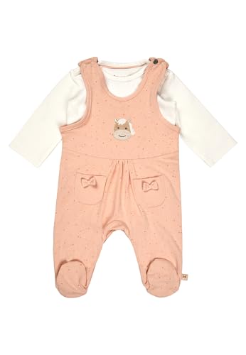 Sterntaler Strampler Set Sunny – 2-teilig – Strampler mit Fohlen-Applikation & Langarmbody – Baumwolljersey – bequemer Zweiteiler ab Geburt - MÄDCHEN – Pünktchenprint – Aprikose – Größe 56