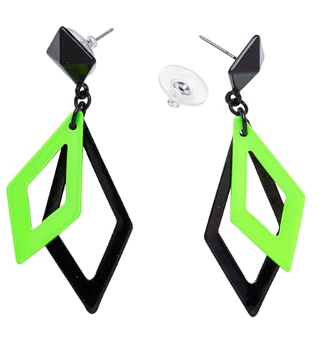 W WIDMANN MILANO Party Fashion - Rhombus Ohrringe, Ohrstecker, Modeschmuck, Disco, 80er, Kostüm, Karneval