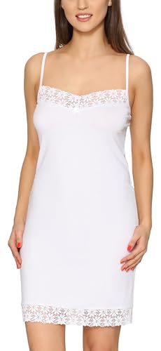 Merry Style Damen Unterkleid Unterrock verstellbare Träger MS10-400 (Weiß, M)