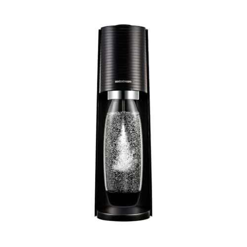SodaStream Wassersprudler TERRA Standard mit 1x Quick-Connect CO2-Zylinder und 1x 1L spülmaschinenfeste Kunststoff-Flasche, Höhe: 44cm, Farbe: Schwarz