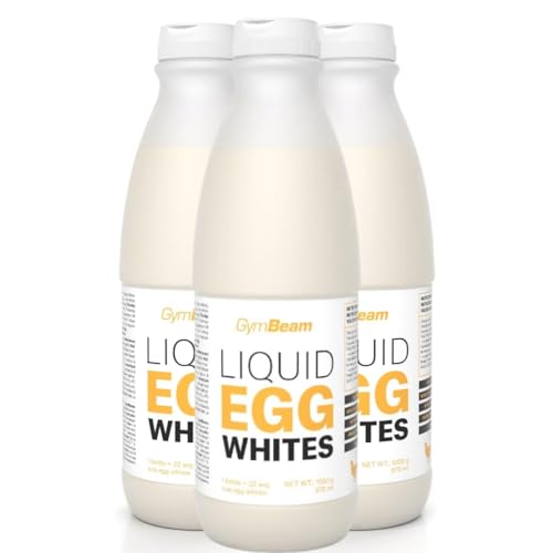 GymBeam Flüssiges Eiklar 1000g - praktische Form von 100% Eiklar, schnelle und vollwertige Eiweißquelle, ideal fpr Proteinshakes, Backen und Kochen (1000 g (3er pack), Unflavored)