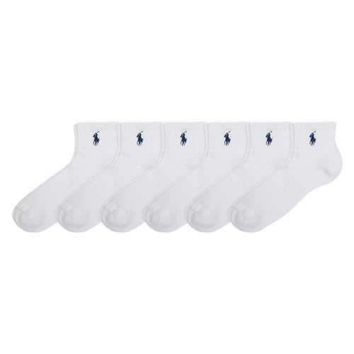 POLO RALPH LAUREN Damen Performance Cotton Ankle Socks-6 Pair Pack-Breathable Mesh & Sport Cushioning Cushion Quarter, Weiss/opulenter Garten, 36.5-43 EU (6er