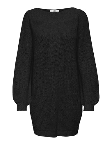 JdY Damen Jdywhitney Megan L/S Boat Knt Noos Dresses, Black/Detail:w Black Ply, S EU