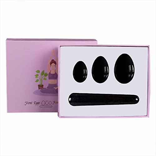 Natürliche schwarze Obsidian Yoni Ei Set Massage Zauberstab Frauen Vaginalmuskel Trainer Jade Eier, Undrill Set mit Box
