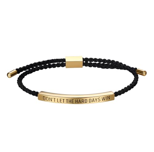 OIDEA Unisex Armband geflochten mit Gravur: Gold mit Gravur Don't let The Hard Days Win Motivationsschmuck verstellbar Handgelenk Geschenk Damen Herren