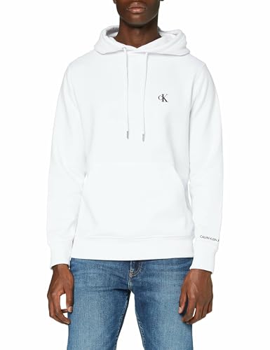 Calvin Klein Herren Sweatshirt Ck Essential mit Kapuze, Weiß (Bright White), L