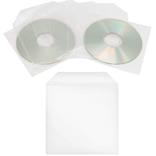 TRENDSKY 100 Stück CD/DVD/Bluray Schutzhüllen, PP, Klarsichthüllen, Hüllen mit Klappe, Leerhülle, zur Aufbewahrung von CDs, DVDs, BD-Rohlingen, Plastiktüte mit Klappe, Folienhülle, Einzel-CD-Hüllenbox