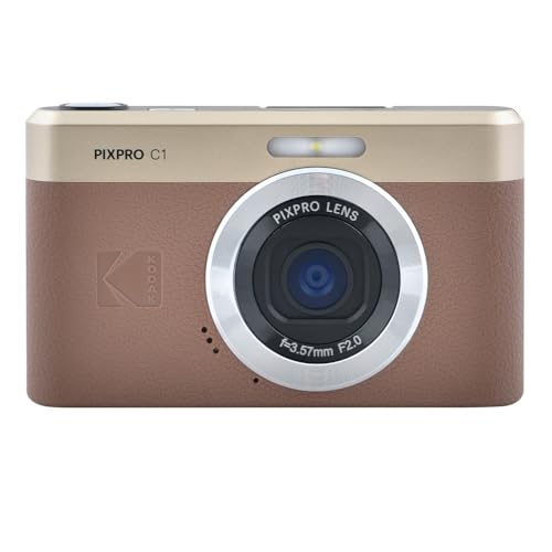 KODAK Pixpro C1 - Ultrakompakte Digitalkamera | 13MP BSI CMOS, 4X Zoom, 7.1 cm LCD-Bildschirm, LED-Blitz - Marron