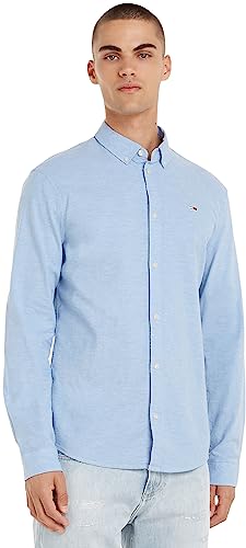 Tommy Jeans Herren Tjm Slim Stretch Oxford Shirt Dm0dm09594 Langarmhemden Gewebte Oberteile, Blau (Perfume Blue), XL EU