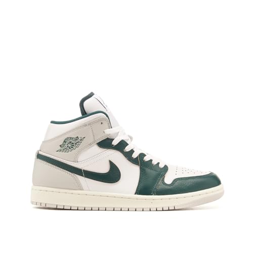 Nike Air Jordan 1 Mid SE Herren-Sneaker, Weiß/Segel/Neutralgrau/Oxidiertes Grün, 44.5 EU