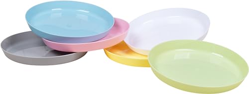 HEKU Mehrweg-Teller 6er Set in Pastell, ⌀18,5 cm I Aus PP-Material I Leicht & Robust I Spülmaschinen- & Mikrowellengeeignet, Bunt