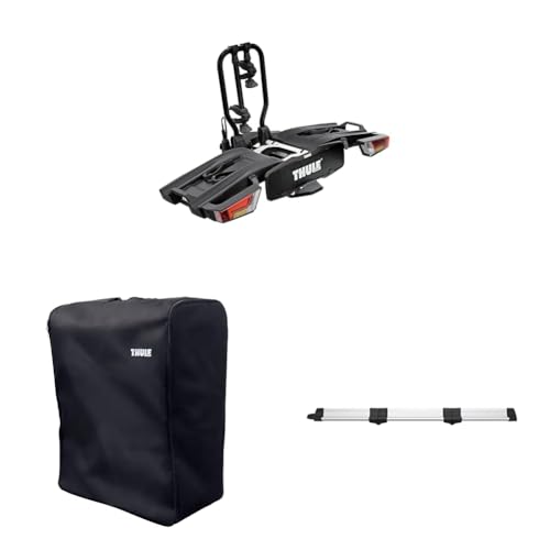 Thule EasyFold XT Fahrradträger für Anhängerkupplung 2 Fahrräder schwarz inklusive Aufbewahrungstasche und Laderampe