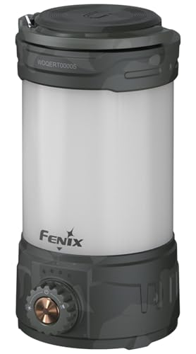 Fenix CL26R Pro LED Campingleuchte + Powerbank max. 650 Lumen Weißes und Rotes Licht mit 5.000mAh Akku und USB-C aufladbar Gehäusefarbe Grau Camo