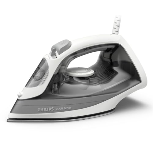 Philips 2000-Serie Dampfbügeleisen - Bis zu 25 g/min Dauerdampf. 2000W. 250 ml Wassertank. Schnelle Entknitterung. 4 Dampfstufen. Keramiksohle. Leichtes Gewicht für Leichtes Bügeln. Grau (DST2020/80)