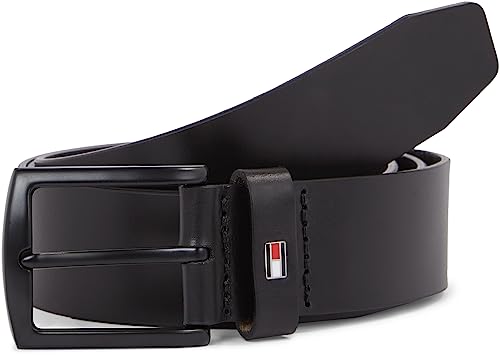 Tommy Hilfiger Herren Gürtel Denton Matte 3,5 cm Ledergürtel, Schwarz (Black), 100 cm