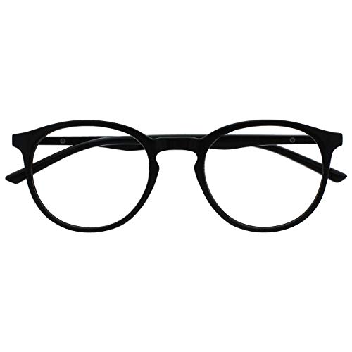 OPULIZE MET Blaulichtfilter Lesebrille für Damen Herren - Runder Brille - Blendfreie UV400-Schutz - Federscharniere - Anti-Müdigkeit - Schwarz +0.00