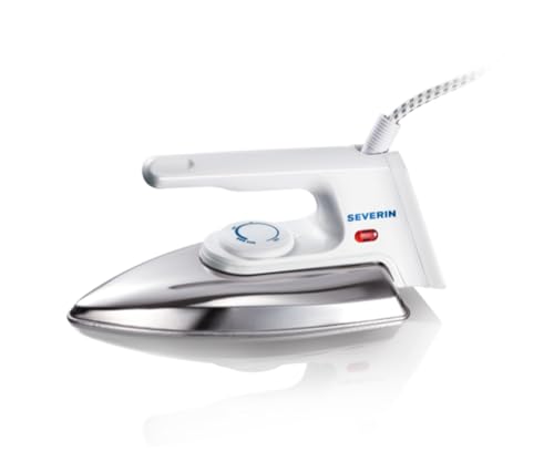 SEVERIN Bügeleisen, BA Alu-Feinschliffsohle, 3211 Trockenbügeleisen, Bügeleisen weiß, nur 600g schwer/leicht, Weiß, 1200 W, BA 3211