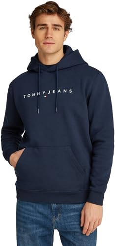 Tommy Jeans TJM Reg Linear Logo Hoodie EXT Pullover-Kapuzenpulli, Herren, Blau (Dark Night Navy), XL