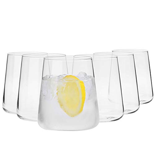 Krosno Gin-Gläser Wassergläser Weißweingläser Trinkgläser | Set von 6 | 380 ML | Avant-Garde Kollektion | Perfekt für zu Hause Restaurants und Partys | Spülmaschinenfest