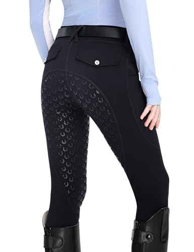 FitsT4 Sports Kinder Winter Reitleggings Winterreithose Silikon Vollbesatz Thermo Reithose Mädchen mit Gürtelschlaufenund Taschen