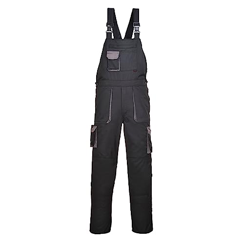 Portwest TX12 Herren Texo Kontrast Latzhose Arbeitslatzhose Schwarz, 4XL