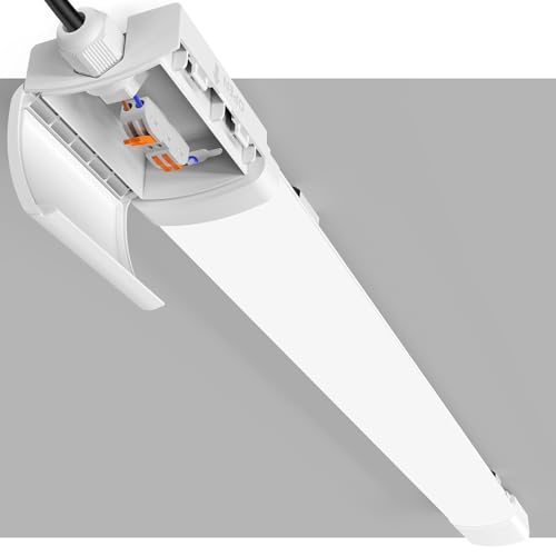 ANTENLICHT LED Feuchtraumleuchte 120CM mit 36W 3960Lumen Kaltlweiß 5000k, Einfache Montage Wannenleuchte Flach Deckenleuchte Feuchtraum Wasserfest IP65 Werkstattlampe für Büro Keller Garage, Weiß
