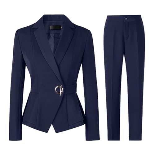 pxjsdwe Hosenanzug mit kurzer Hose, Hosenanzug Damen Elegant 2 Teiler Revers Festlich Streetwear Langarm Anzug Set Hosenanzüge Slim Fit Zweiteiler Blazer Hose Freizeitanzug Hochzeit Sommer Loungewear
