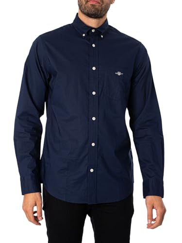 GANT Herren Reg Poplin Shirt Klassisches Hemd, Marine, 3XL EU