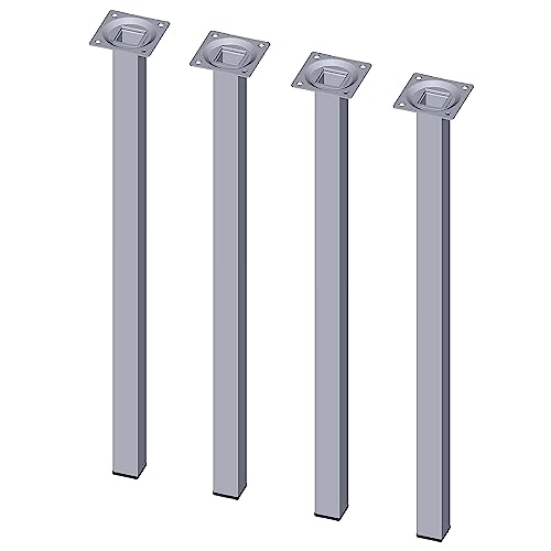 DIY Element System Möbelfuß eckig – Vierkant-Metallfuß, ideal als Tischbein für die Gestaltung individueller Möbelstücke – 25 x 25 mm, Länge 500 mm, Chrom