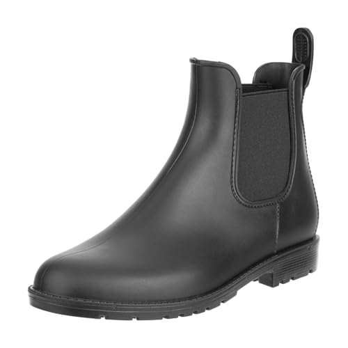 RL24 - Jodhpur Gummistiefeletten Basicline – Gummistiefel Damen & Herren – wasserdichte Stiefeletten mit Elastikeinsätzen – Regenstiefeletten in schwarz – Chelsea Boots in Größe 37