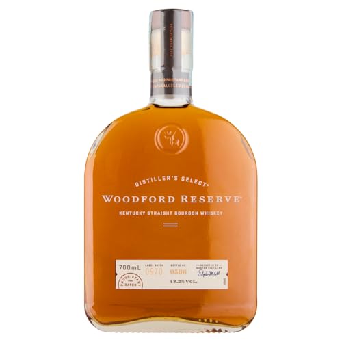 Woodford Reserve Bourbon Whiskey - Ein hochwertiges Geschenk - Perfekt ausgewogen mit würzigen und süßen Noten von Früchten und Vanille - 0.7L/43.2% Vol.