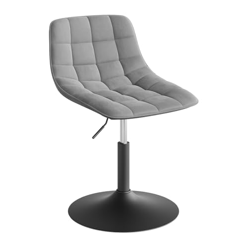 WOLTU Schminktisch Stuhl Hocker für Schminktisch, Schlafzimmer & Esszimmer - Höhenverstellbar, 360° Drehbar mit Rückenlehne, aus Bequemer Samt, Hellgrau