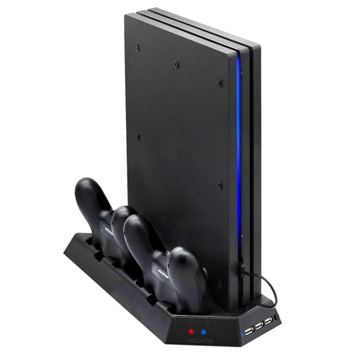 Kinwin vertikaler Stood kompatibel mit PS4 Pro mit Cooling -Lüfter, Controller -Ladestation, kompatibel mit Playstation 4 Pro, Ladegerät für DualShock 4 -Controller mit LED -Ladeindikator