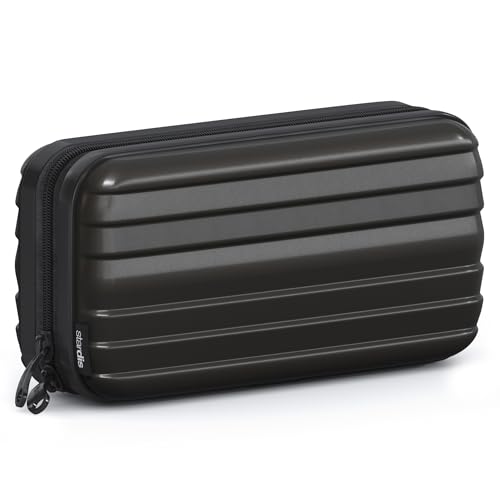 stardis Kosmetiktasche Hartschalen Kulturtasche Hardcase Damen Herren Kulturbeutel in Kofferform Flight-Beautycase Wasserdicht Mini-Koffer Optik Waschbeutel für Frauen, Männer, Kinder schwarz