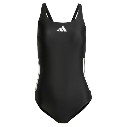 adidas Damen 3 Stripes C-Back Swimsuit, Black/White, 40