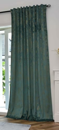 Gardinenbox Vorhang Samt Damast HxB 245x140 cm Grün Gold »Milano Star« Vorhang mit Foliendruck und Multiband Aufhängung: Königlicher Luxus für Ihr Zuhause, 2023300